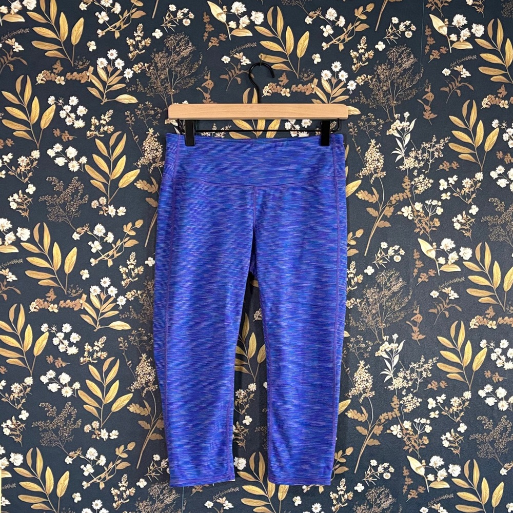 Athleta Electric Blue Cropped Brushed Texture Leggings Size M